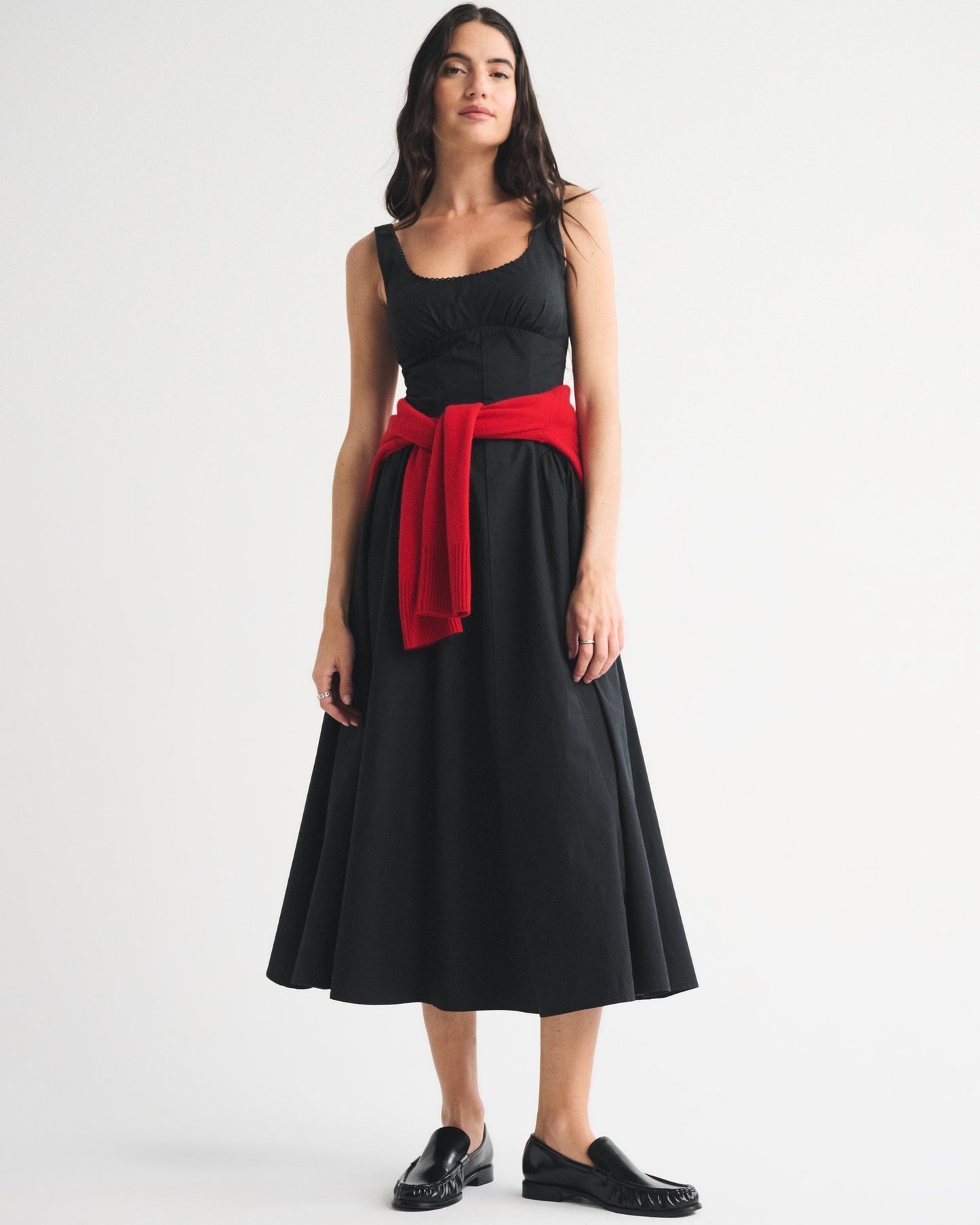 black slim large pendulum slip dress