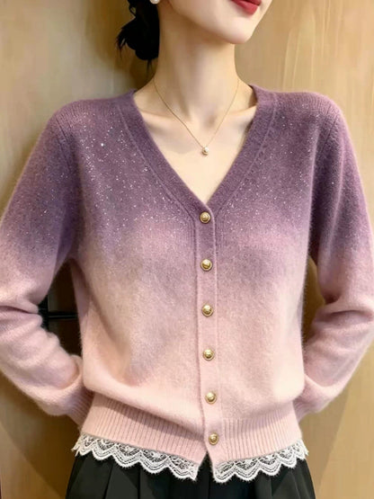Stylish V-neck Sequined Cardigan