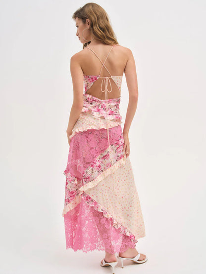 Léa Lace Patchwork Floral Cami Maxi Dress