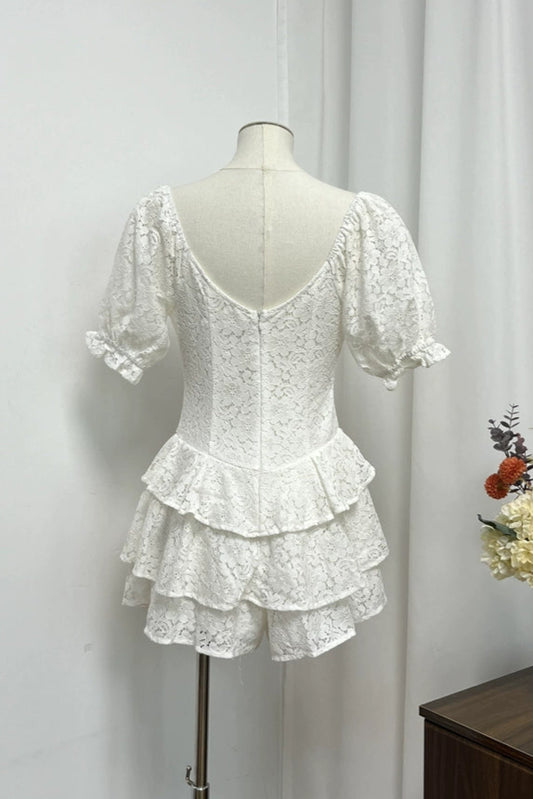 White Lace Mini Dress - Romantic Crochet Party Dress