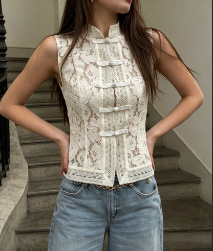 lace buckle shirt top