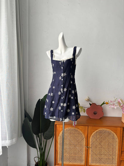 floral lace trim mini slip dress