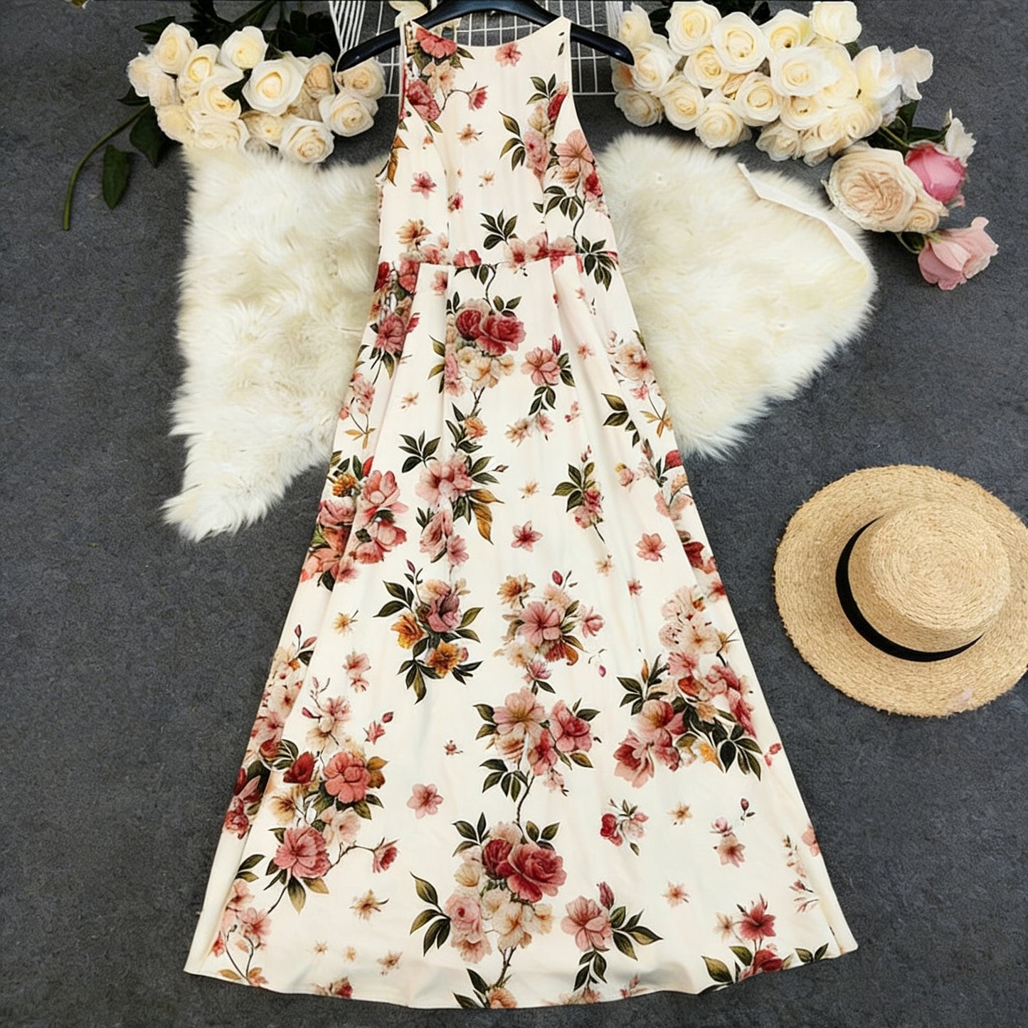 mamie floral Printed sleeveless maxi dress