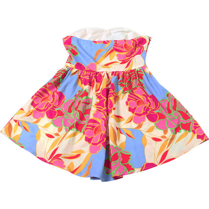 Strapless backless floral printed mini dress