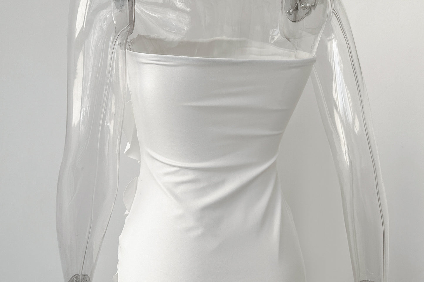 white Side-slit irregular strapless bodycon dress
