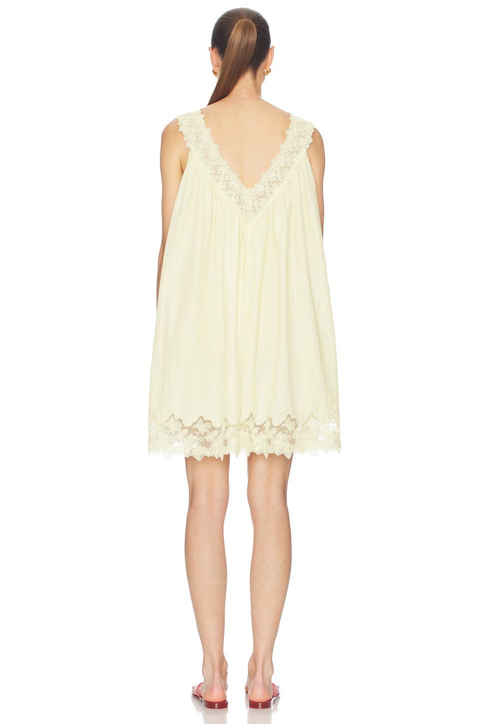 Lace V-neck sleeveless loose mini dress