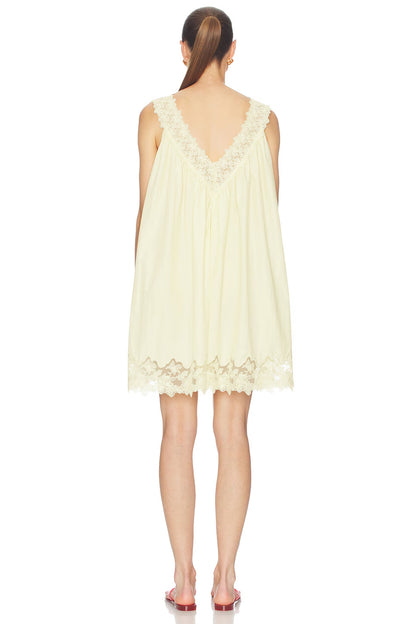 Lace V-neck sleeveless loose mini dress