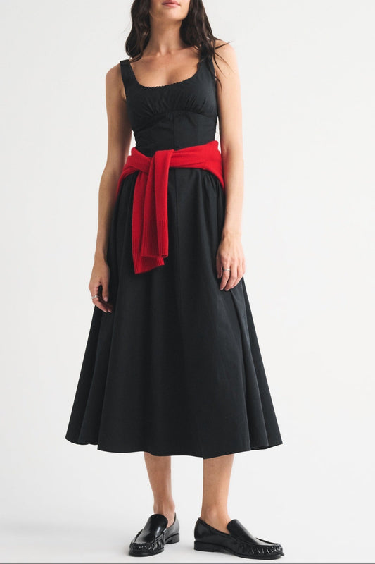 black slim large pendulum slip dress