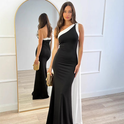 black streamers backless maxi dress
