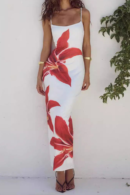 vivien floral print bodycon maxi dress