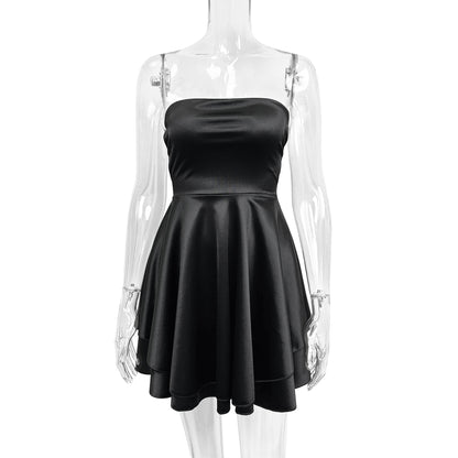 Backless strapless asymmetrical mini dress