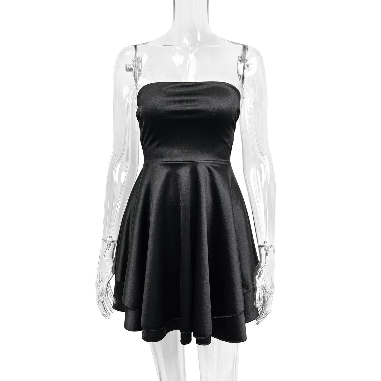 black Backless strapless asymmetrical mini dress