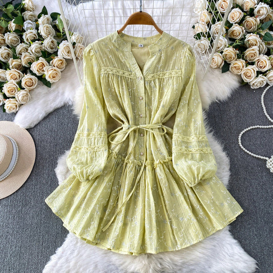 Summer rhinestone embroidered round neck midi dress