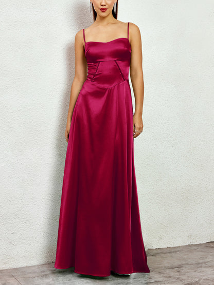 red matte satin backless slip dress