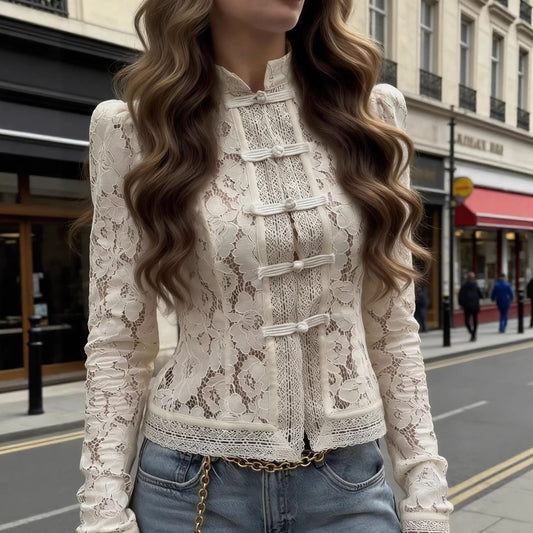lace buckle shirt top