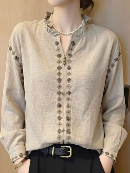 French Vintage Embroidered Shirt