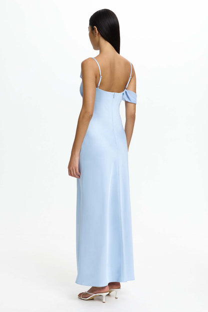 blue Satin Fashion Sexy Slim Slip Dress