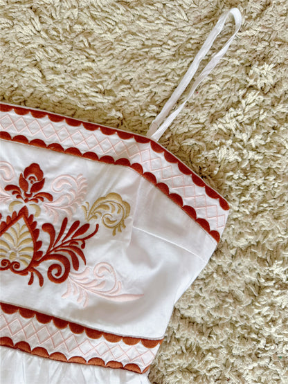 Bohemian Embroidered Tiered Cami Mini Dress