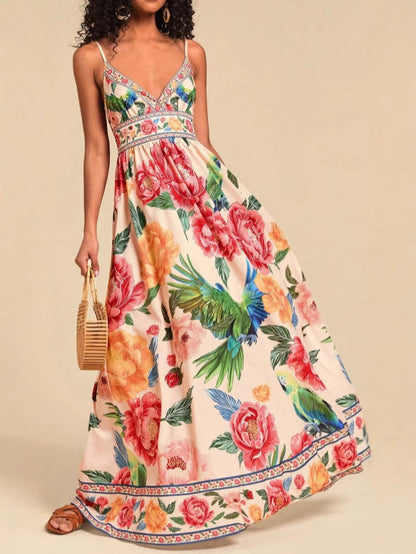lauren floral Printed V-neck maxi dress