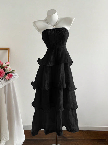 kate Strapless ruffled cake midi dress