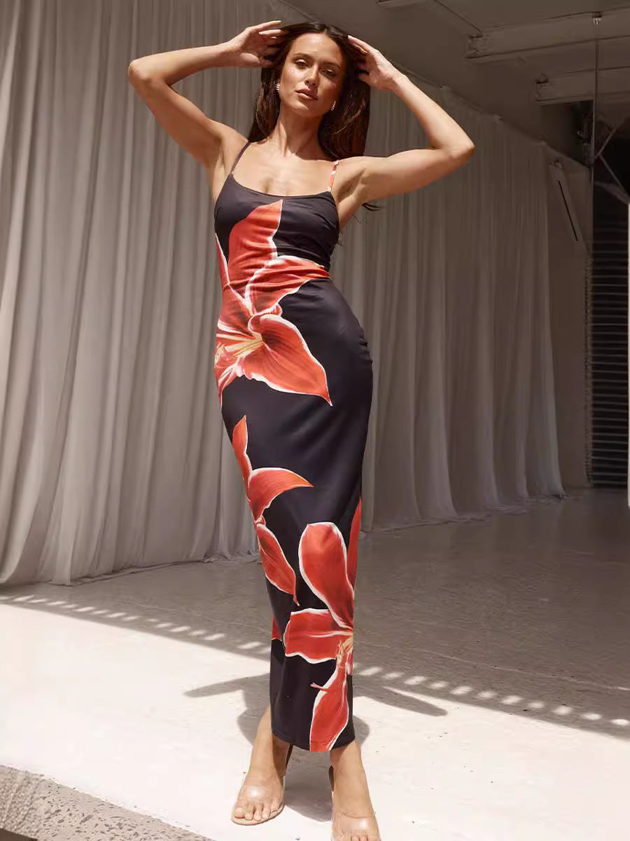 vivien floral print bodycon maxi dress