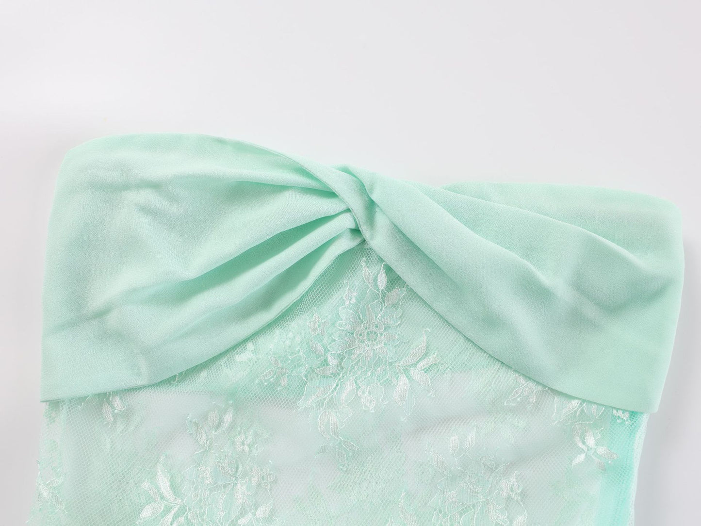 spliced lace gauze mesh chiffon bandeau dress