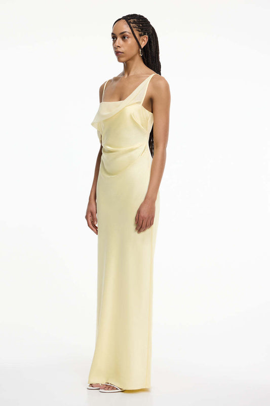 yellow Satin Fashion Sexy Slim Slip Dress