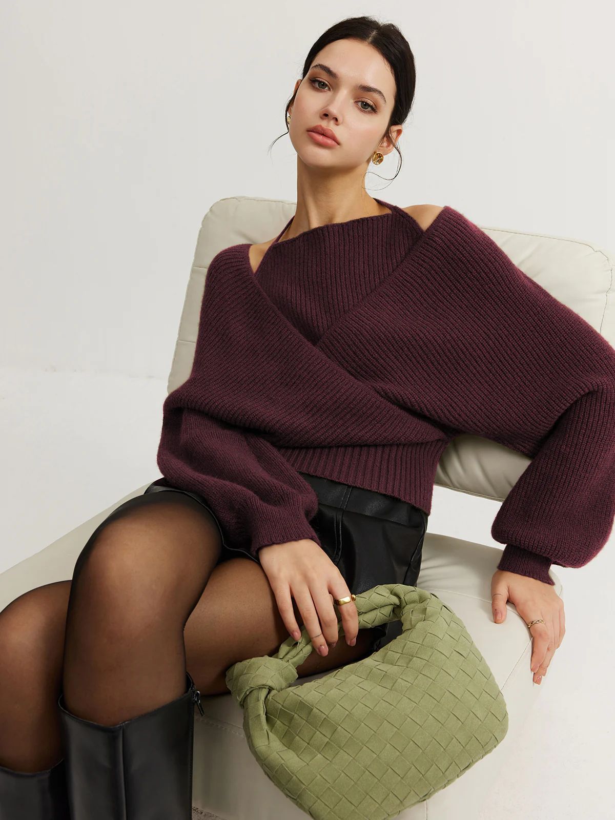 V-neck fake Shirt collar knitted sweaters