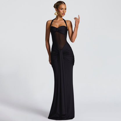black backpack pleated hip dress