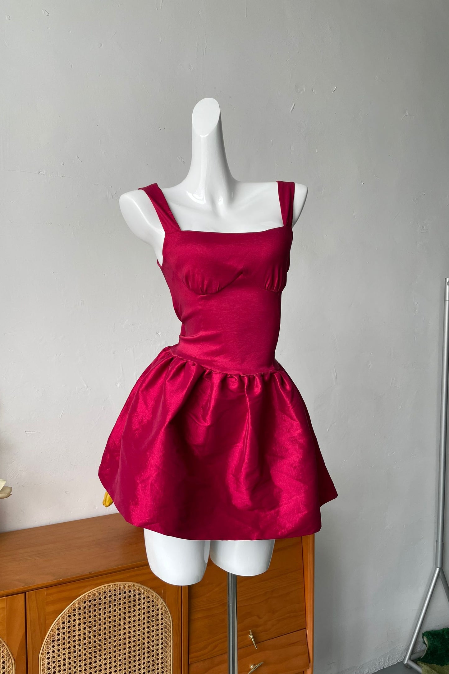 red camisole sleeveless dress