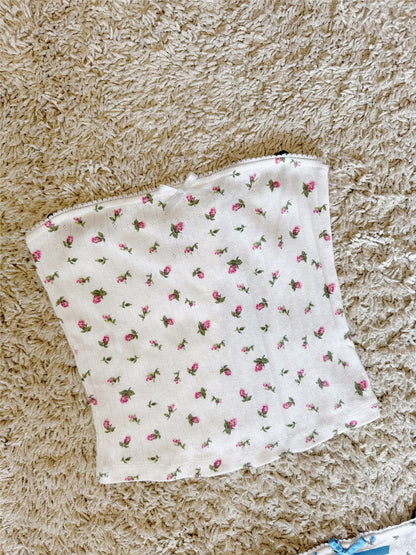 Ditsy Floral Ribbed Tube Top