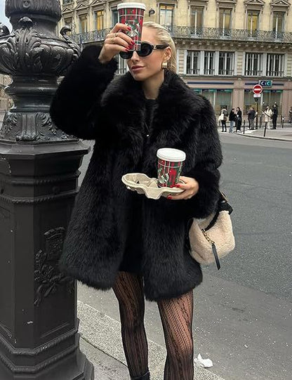 Lily Faux Fur Fur Jacket Mid-length Warm Coat