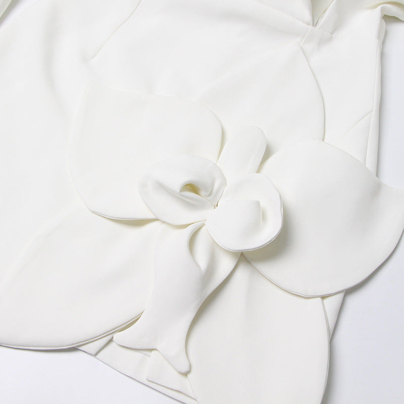 Flower Blazer Dress in white