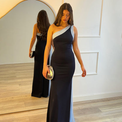 black streamers backless maxi dress