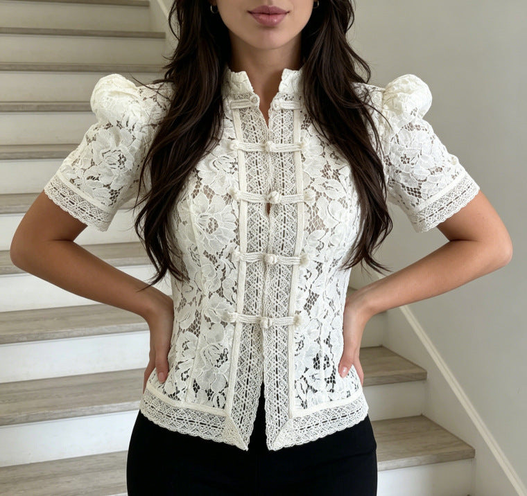 lace buckle shirt top