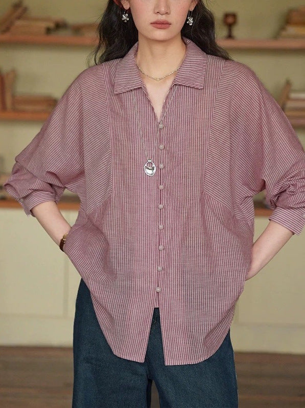 French striped thin sun protection shirt