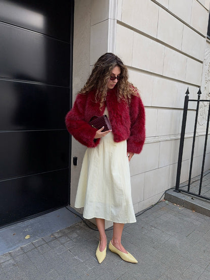 Faux fur loose short jacket
