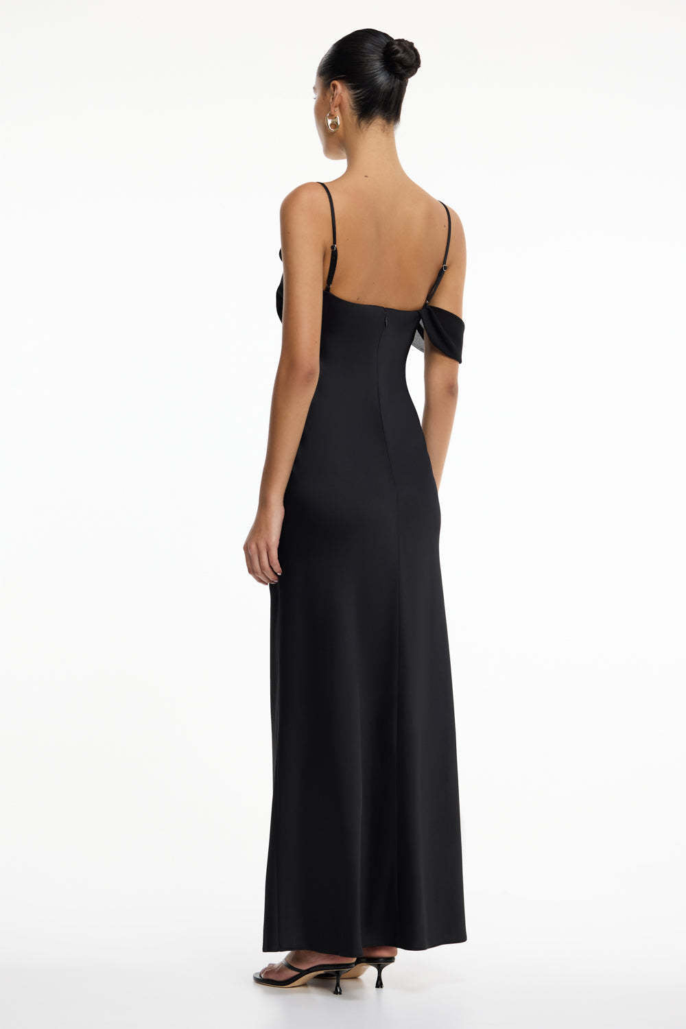 black Satin Fashion Sexy Slim Slip Dress
