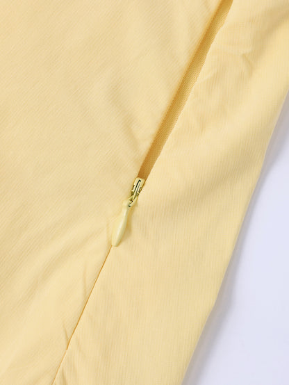 yellow Tencel Bamboo Joint strap backless mini dress