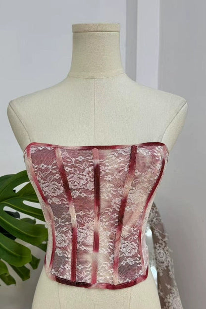 Lace Mesh Fishbone Corset Waist Shaping Top