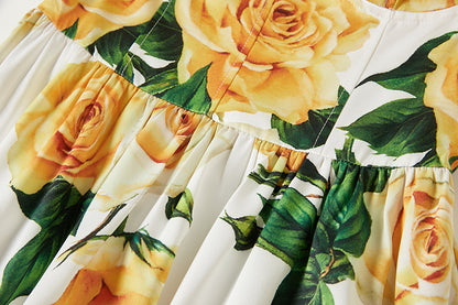 Off-shoulder backless printed sleeveless camisole maxi dress