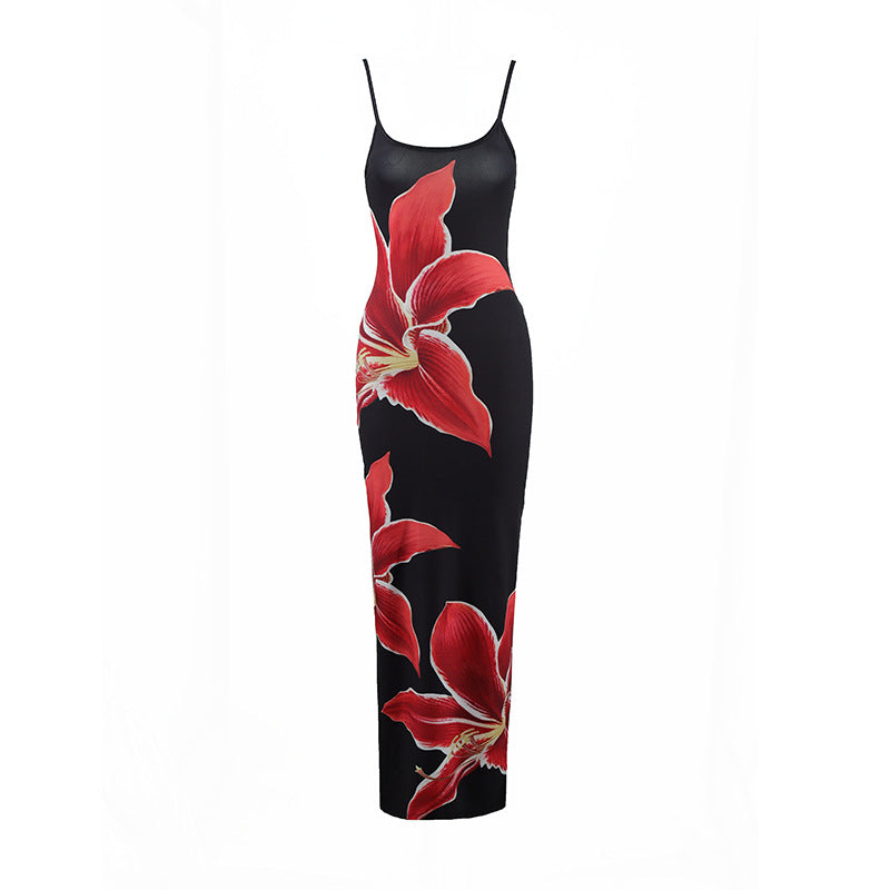vivien floral print bodycon maxi dress