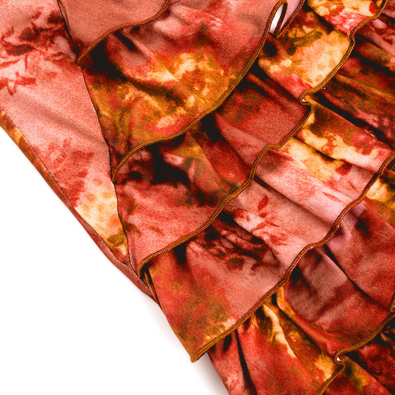 nelly Floral print layer mini dress - orange