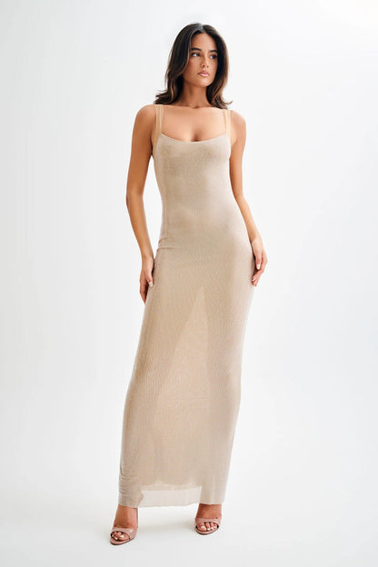 Hot Diamond Hip Skirt Open Back Dress