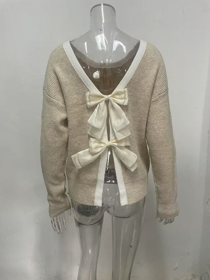 Relaxed Fit Ribbed Knit Sweater with Contrast Trim Crew Neck Premium Fabric - product view 4
