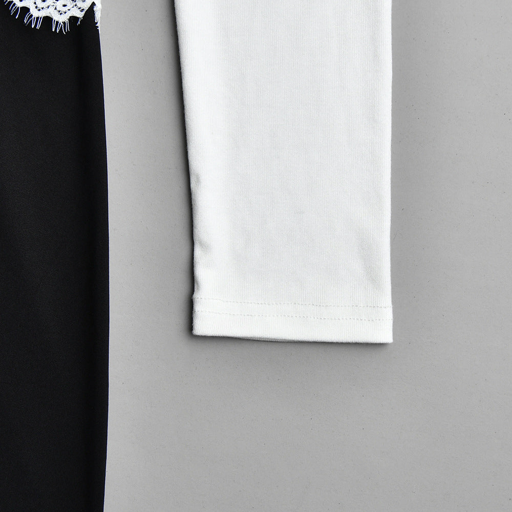 Premium Fabric Long-Sleeve Cut-Out Top with Lace Detail Premium Fabric - product view 7