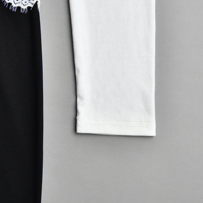 Premium Fabric Long-Sleeve Cut-Out Top with Lace Detail Premium Fabric - product view 7