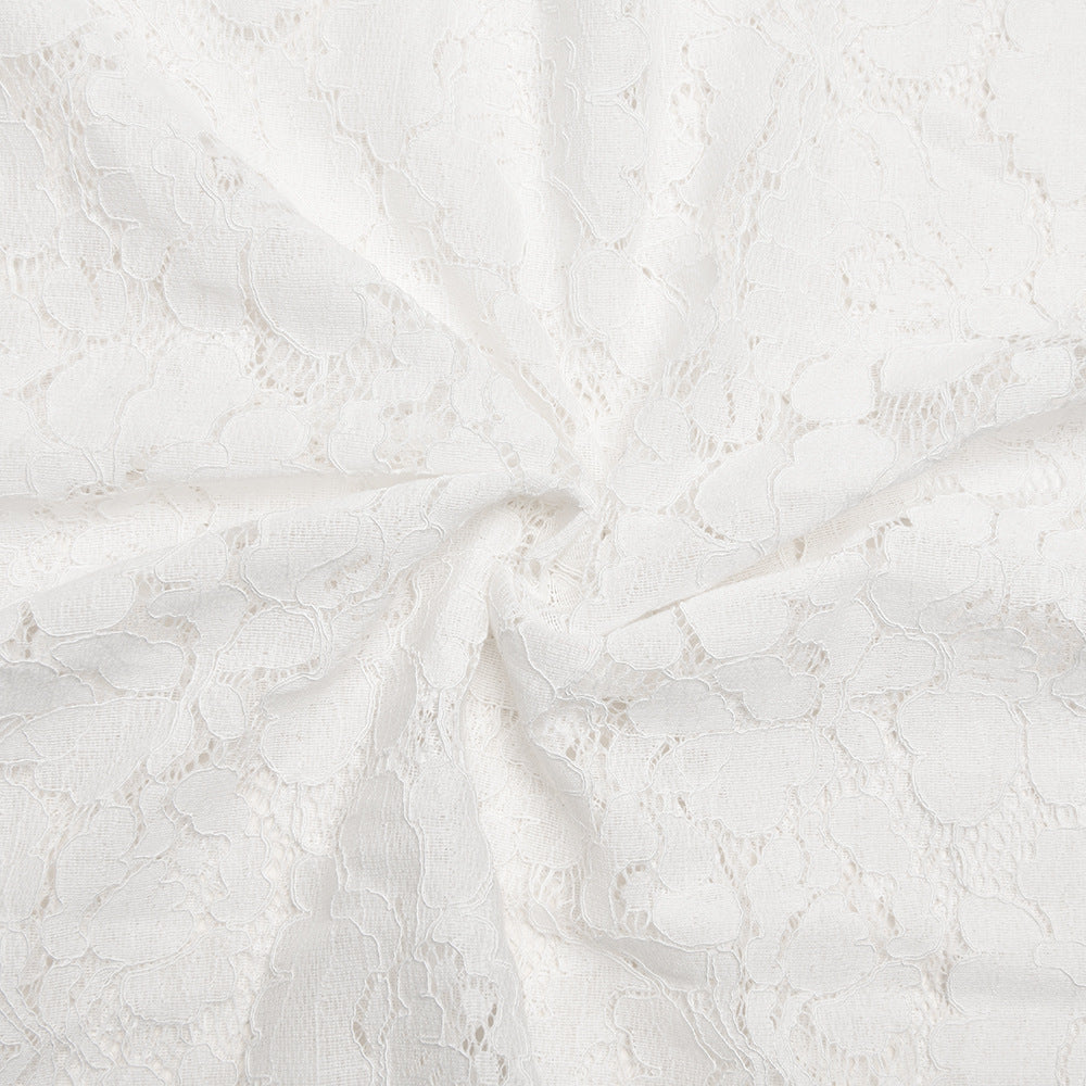 White Floral Lace Midi Dress Premium Fabric - product view 3