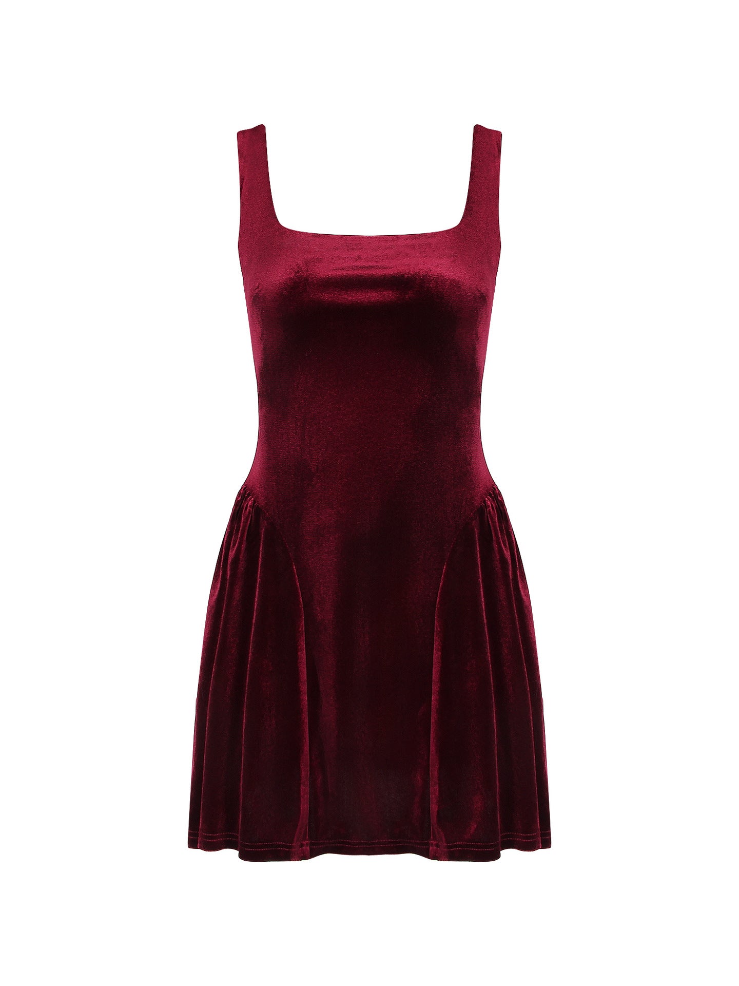 red gold velvet drawstring backless mini dress