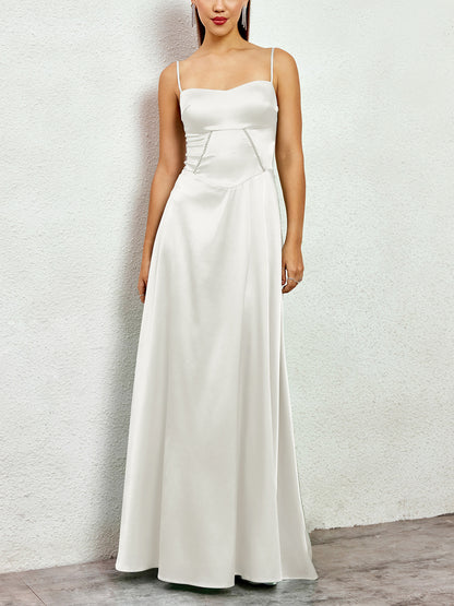 white matte satin backless slip dress